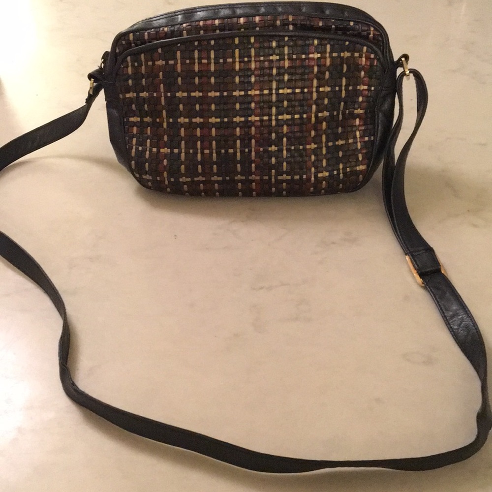 Crossbody camera leather woven bag